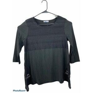 Mountain Mamas Womens SM/MED Black Long Sleeve Lace Tunic Top